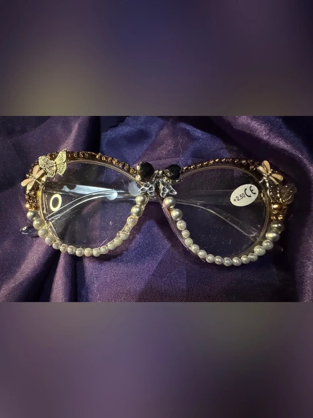 Pearl-Embellished Clear Sunglasses - White Pearls
